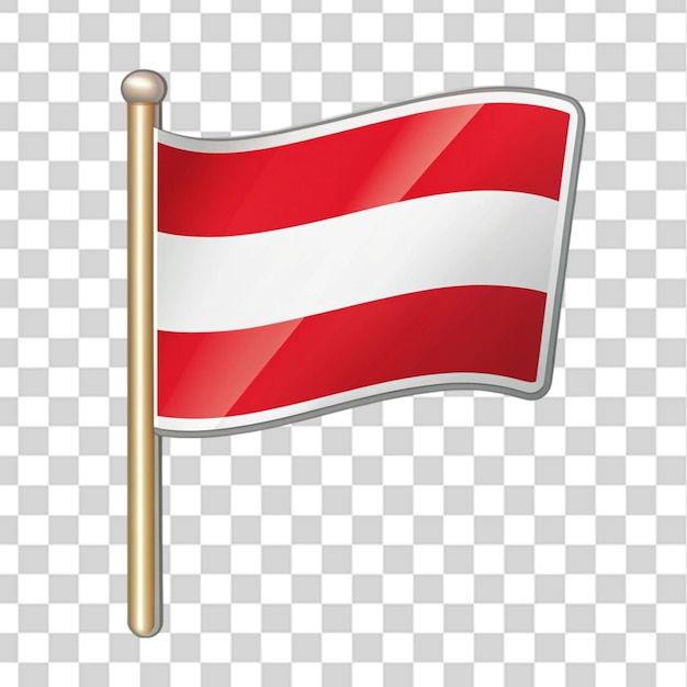 flag of austria on flagstaff cartoon sticker isolated on transparent background