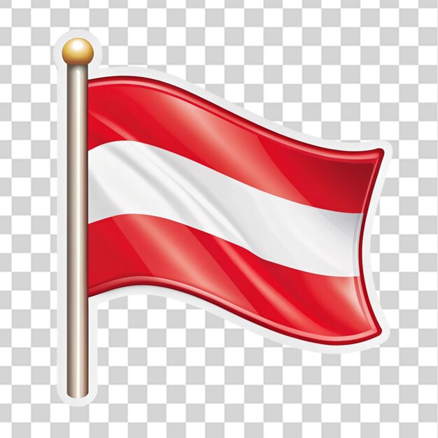 flag of austria on flagstaff cartoon sticker isolated on transparent background