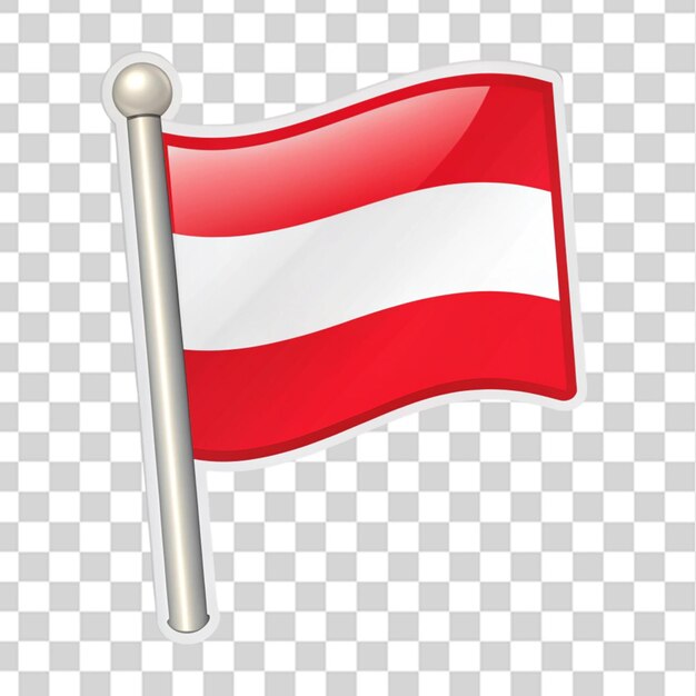 flag of austria on flagstaff cartoon sticker isolated on transparent background