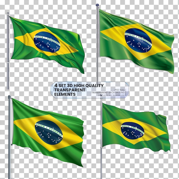 Flag of Brazil vector illustration png isolated on transparent background