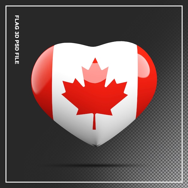 Flag of Canada shape heart 3d element