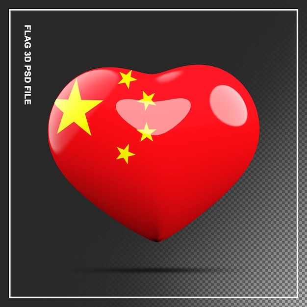 Flag of China shape heart 3d element