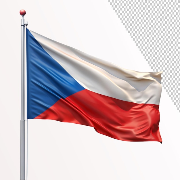 flag Czech republic on flagpole on transparent background