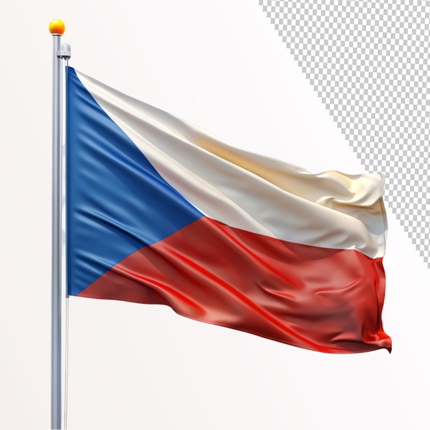 flag Czech republic on flagpole on transparent background