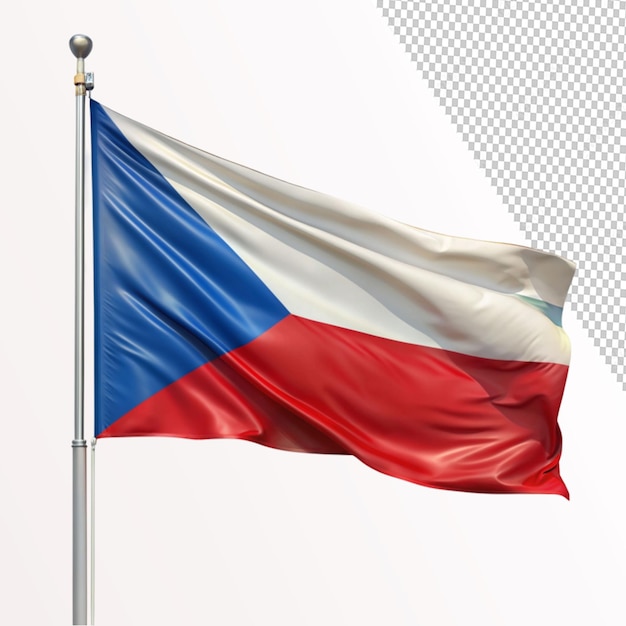 flag Czech republic on flagpole on transparent background