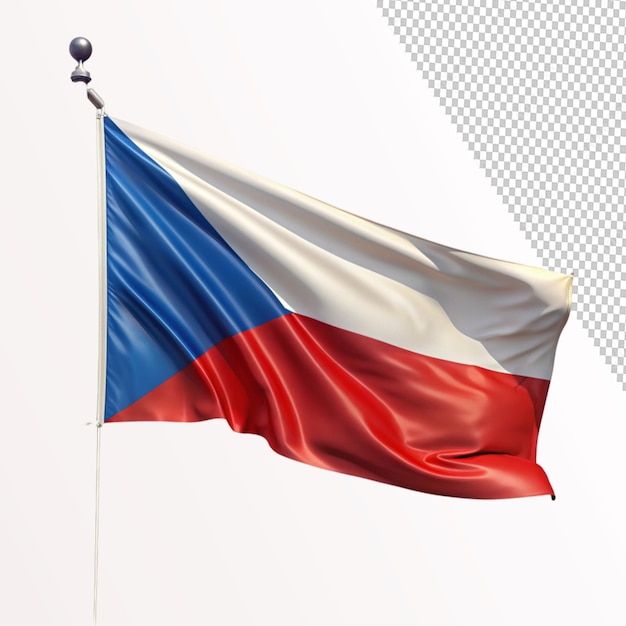 flag Czech republic on flagpole on transparent background