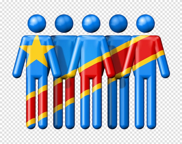 PSD flag of democratic republic of the congo on stick figures