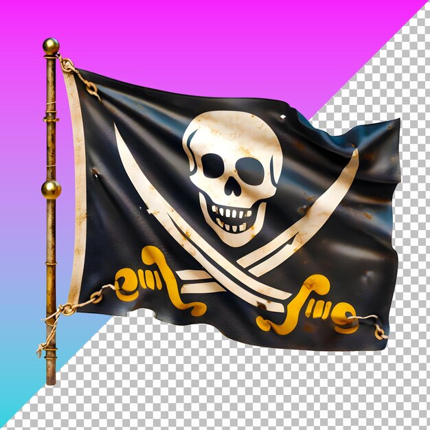 PSD flag of jolly roger pirate on transparent background