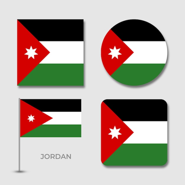 A flag of jordan is shown with a circle and the flag on the top