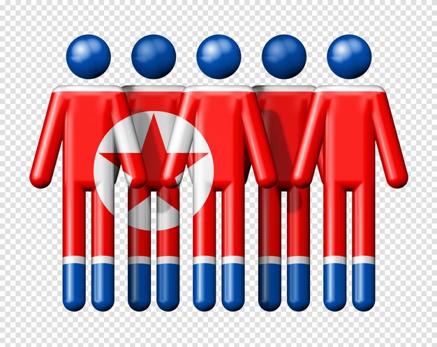 PSD flag of north korea on stick figures