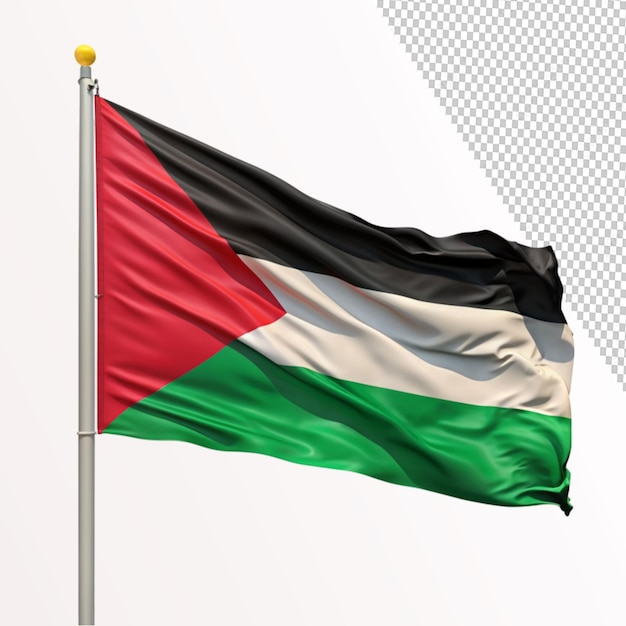 flag Palestine on flagpole on transparent background