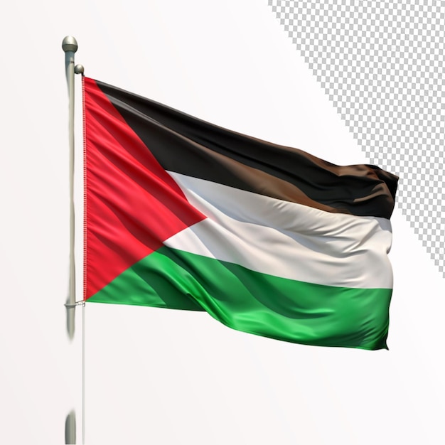 flag Palestine on flagpole on transparent background