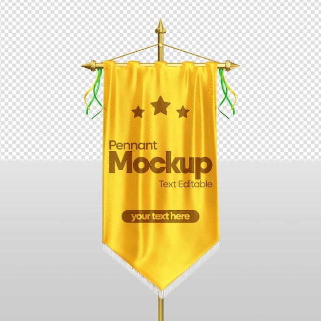 Flag Pennant mockup 3D Render Text Editable