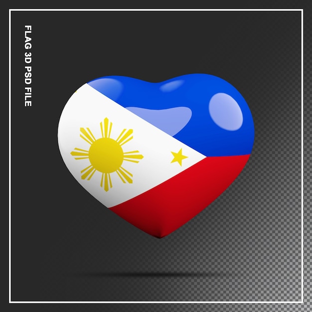 Flag of the Philippines shape love element 3d