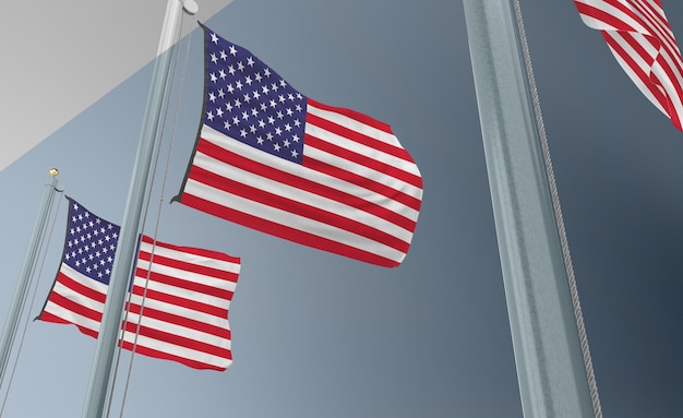 Flag pole with united states flag