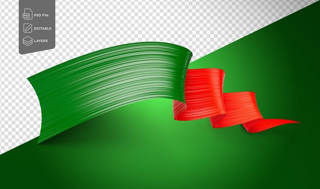 PSD flag of portugal shiny waving flag ribbon isolated on green background 3d illustration