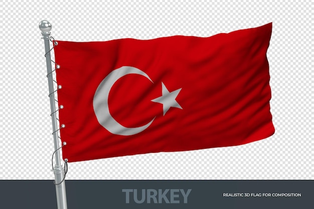 flag of turkey as a 3d textured flag with a transparent background vector illustration flag template