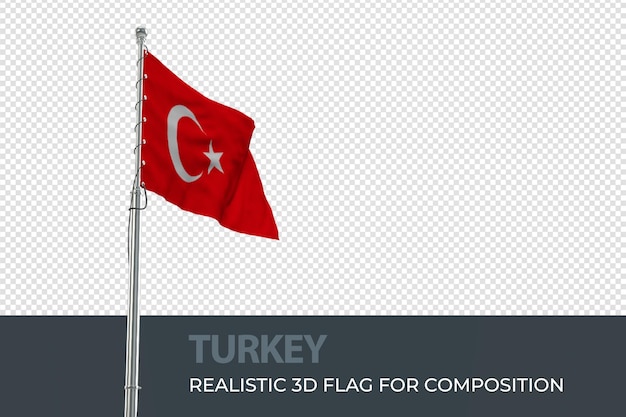 flag of turkey as a 3d textured flag with a transparent background vector illustration flag template