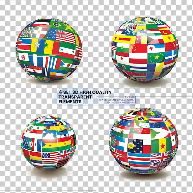 Flags globe Vector png isolated on transparent background