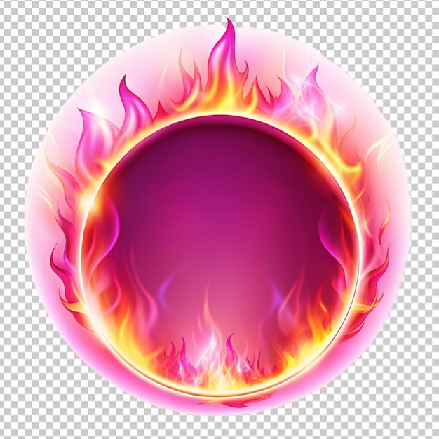 flame frame pink neon circle shape realistic bur