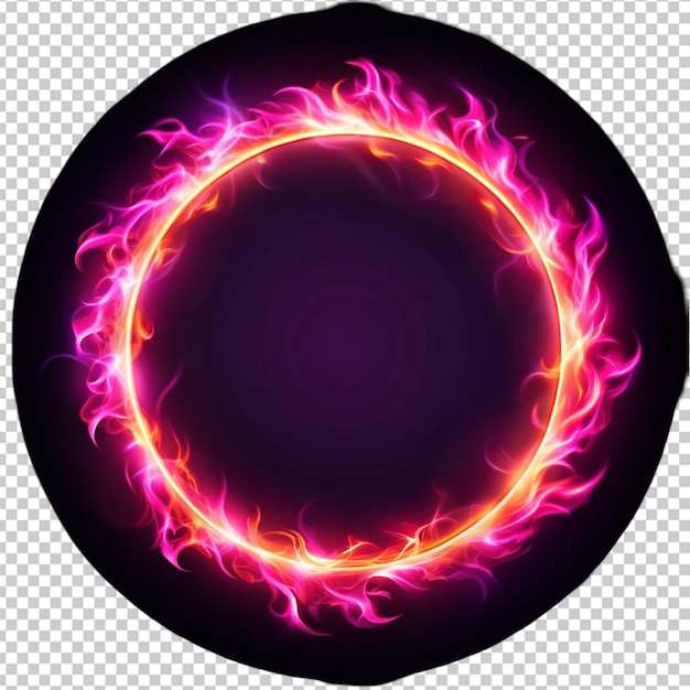 flame frame pink neon circle shape realistic bur