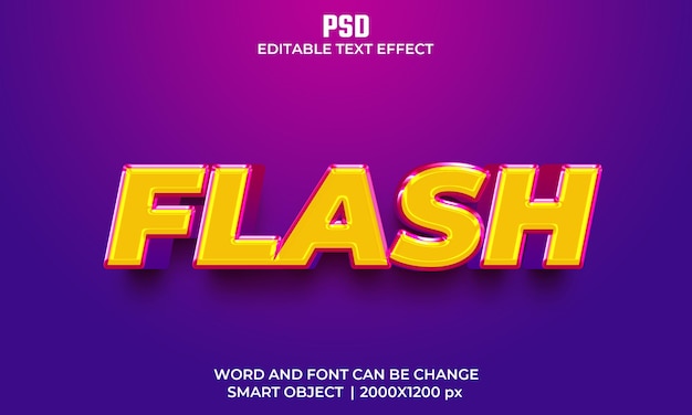 Flash 3d editable text effect Premium Psd with background