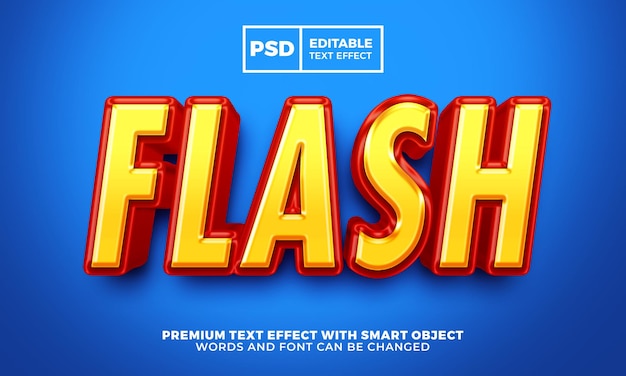 Flash hero comic cartoon 3d editable text effect premium psd