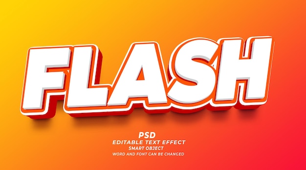 Flash sale 3d editable text effect PSD photoshop template with cute background