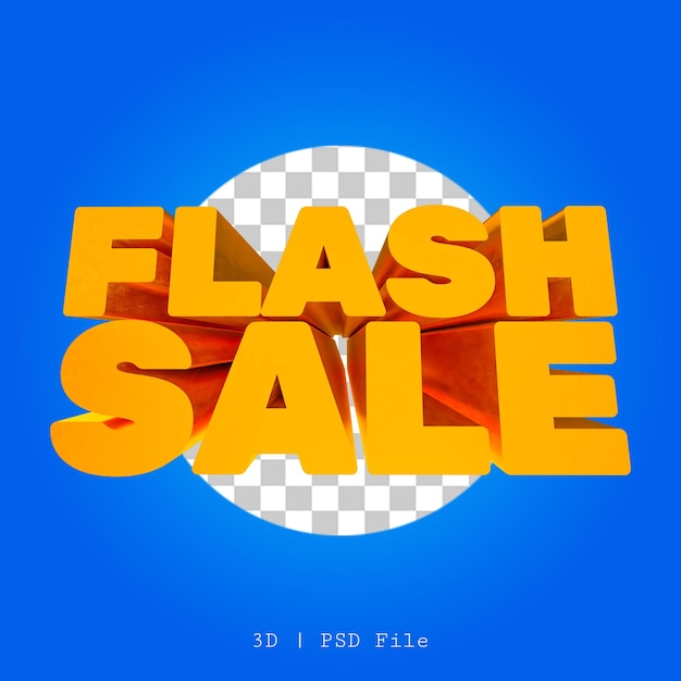 Flash Sale 3D render transparent background with blue colour gradient background PSD file