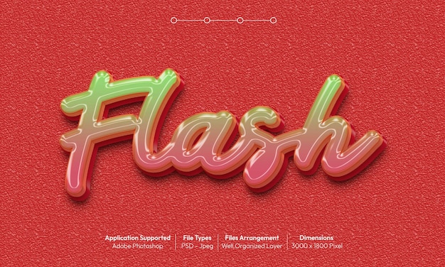 Flash text effect with 3d font style