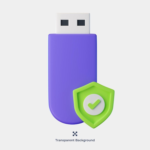 Flashdisk protection 3d icon illustration