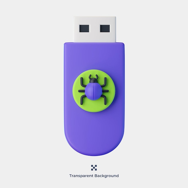 Flashdisk virus 3d icon illustration