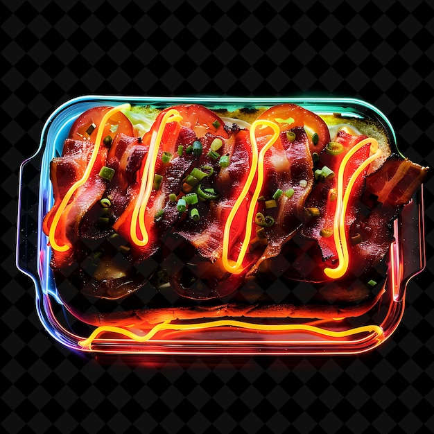 Flashing Neon Chevrons Kentucky Hot Brown in a Horse Inspire PNG Neon Food Decor Y2K Collection