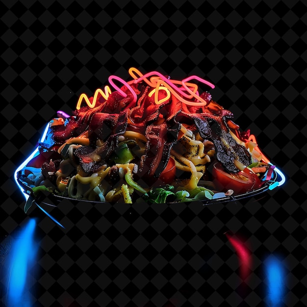 Flashing Neon Chevrons Kentucky Hot Brown in a Horse Inspire PNG Neon Food Decor Y2K Collection