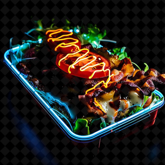 Flashing Neon Chevrons Kentucky Hot Brown in a Horse Inspire PNG Neon Food Decor Y2K Collection