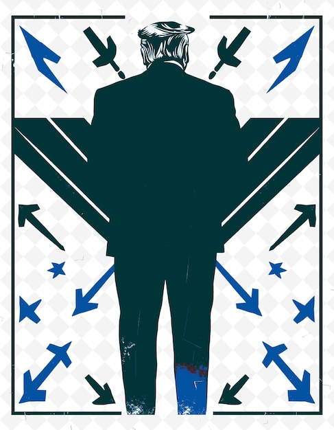 PSD flat 2d hands behind his back military posture silhouette sharp against s illustration us campaignt