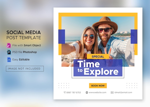 Flat adventure instagram post template premium psd