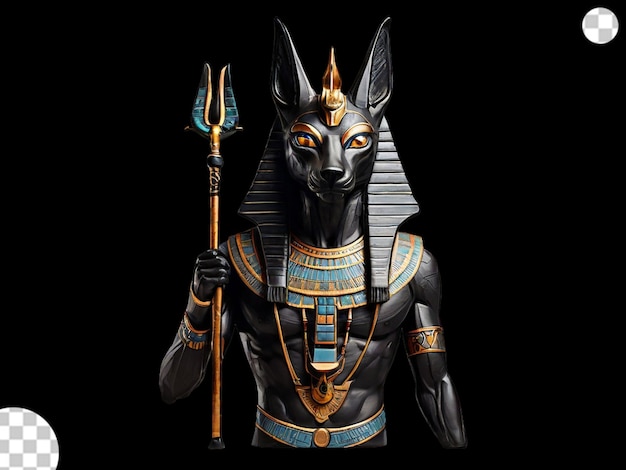 Flat Anubis Egyptian god with jackal hea png transparent