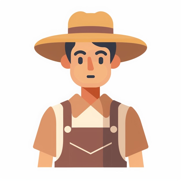 Flat art style farmer icon isolated on white background simple color design