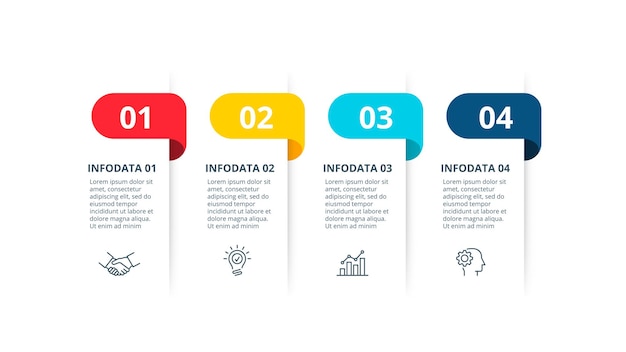 Flat banners for infographic. Presentation slide with 4 options or steps.