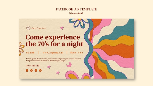 PSD flat design 70s aesthetic template