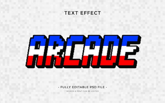 Flat design arcade pixel text effect template