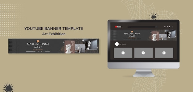 Flat design art exhibition template