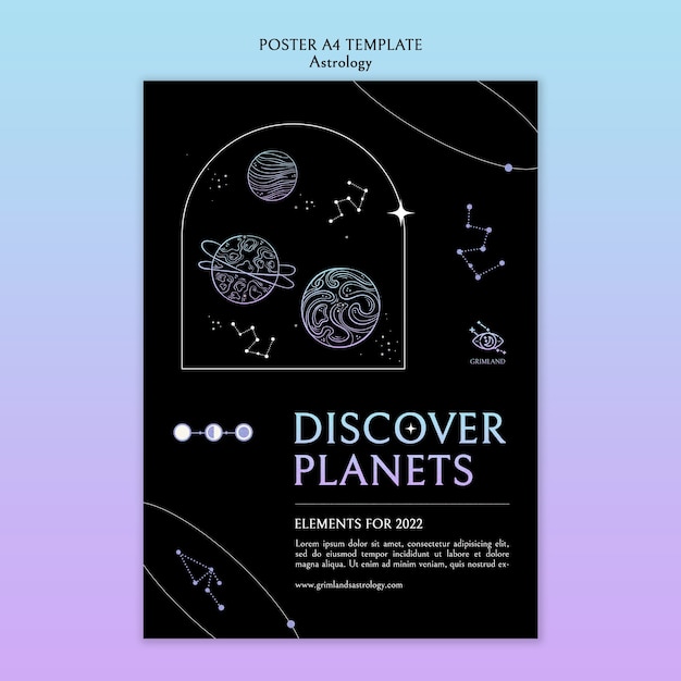 PSD flat design astrology poster template