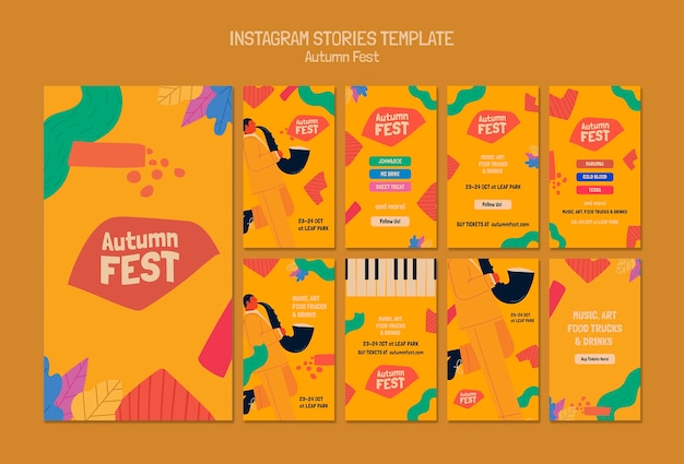 PSD flat design autumn season template