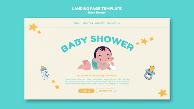 Flat design baby shower template landing page design