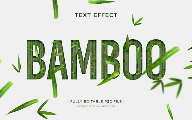 PSD flat design bamboo text effect