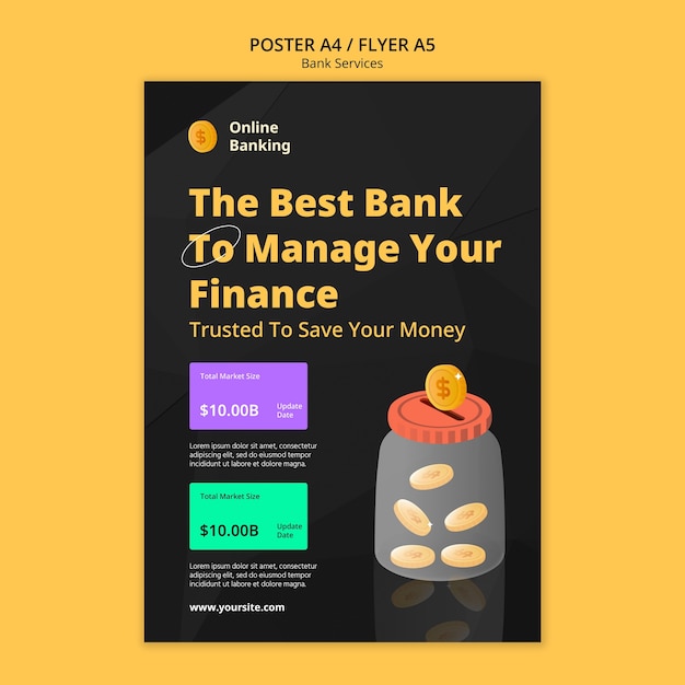 PSD flat design bank services template