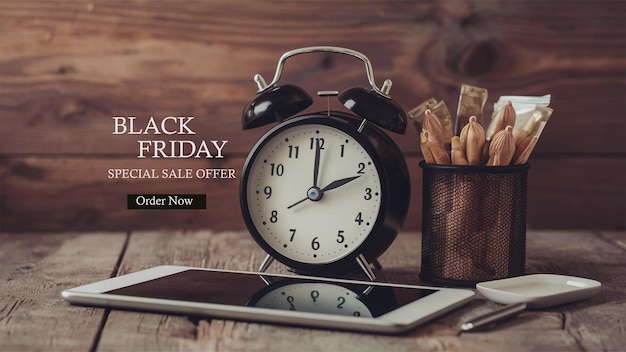 PSD flat design black friday concept