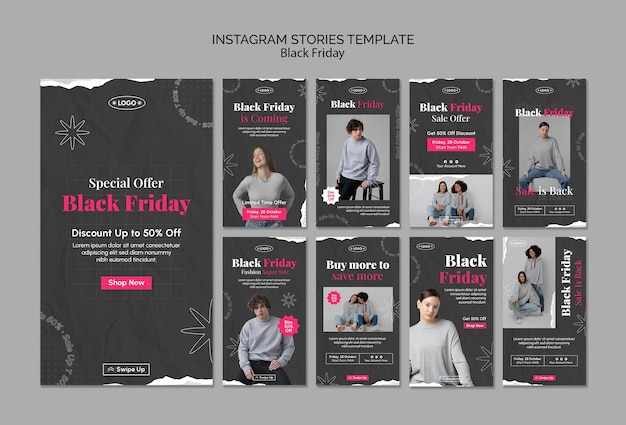 PSD flat design black friday template